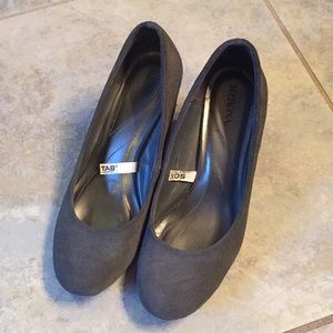 Gray suede wedged heels